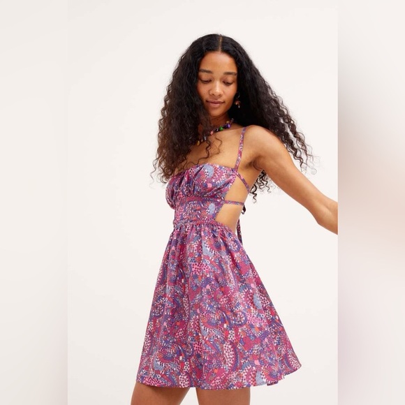 For Love & Lemons Tonya Mini Dress Open Back Strappy Purple - Picture 1 of 12